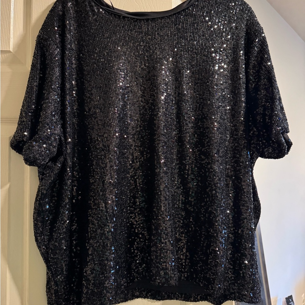 Shimmering Black Sequin Blouse